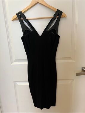 Leather cutout little black dress